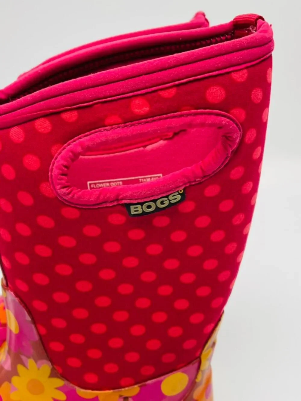 BOGS Classic Kids Waterproof Insulated Winter Rain Boots Flower Dots Size Y3